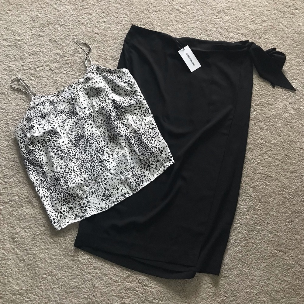 Nine West Cami (NWOT) & E&J Black Skirt w/ Elastic Waist (NWT), Size XXL
